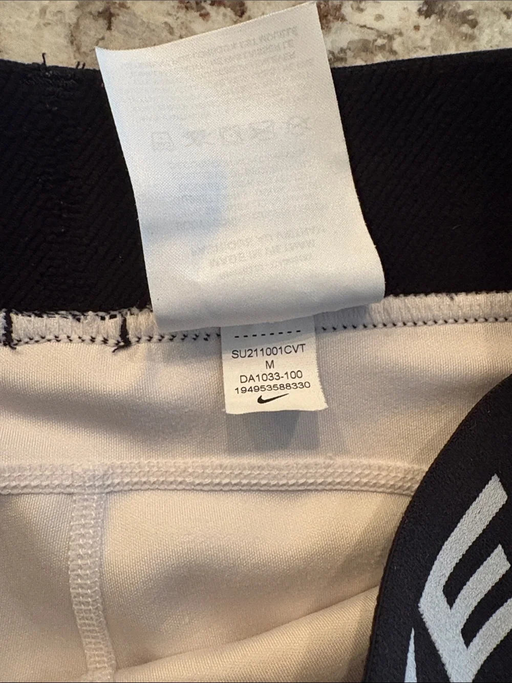 Nike Pro White Girl's Bike Shorts with Black Logo Waistband